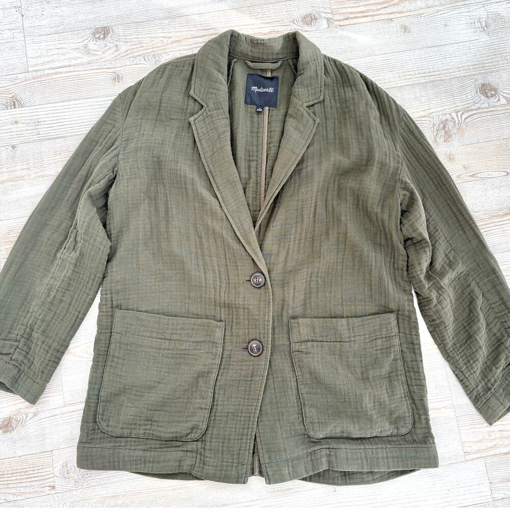 Madewell Olive Green Quilted Blazer Jacket